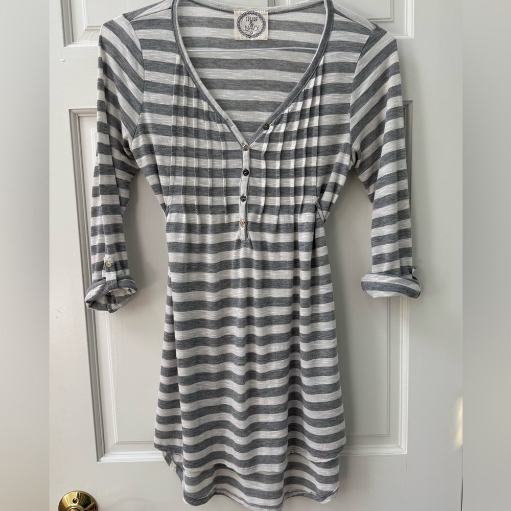 Iris & Navy Striped V-Neck Top